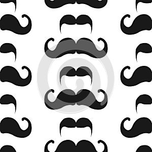 Seamless pattern of handrawn stylish hipster mustache