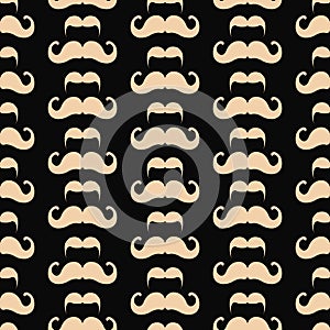 Seamless pattern of handrawn stylish hipster mustache