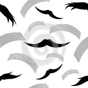 Seamless pattern of handrawn stylish hipster mustache