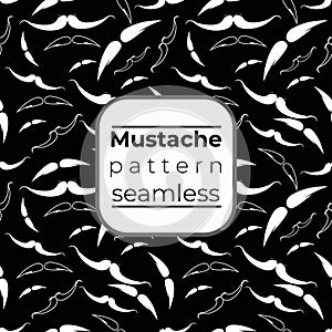 Seamless pattern of handrawn stylish hipster mustache