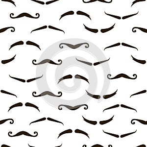 Seamless pattern of handrawn stylish hipster mustache