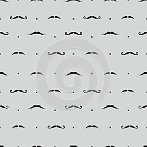 Seamless pattern of handrawn stylish hipster mustache