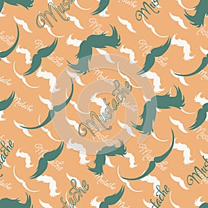 Seamless pattern of handrawn stylish hipster mustache