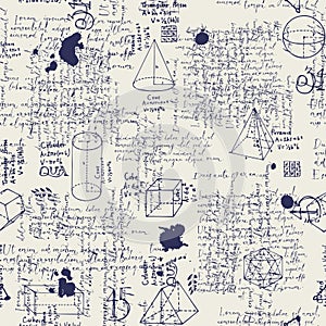 Seamless pattern with handwritten text lorem ipsum