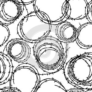 Seamless pattern of hanks of barbed wire