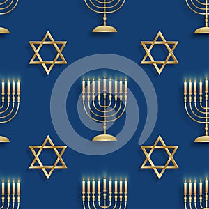 Seamless pattern for Happy Hanukkah photo