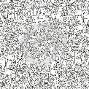 Seamless pattern of happy laughing people.