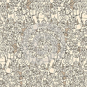 Seamless pattern of happy laughing people.