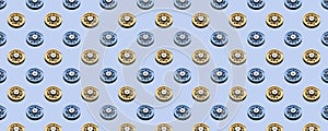 A seamless pattern of hard drive parts isolated on a blue background.