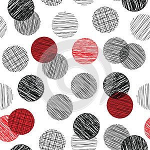 Seamless pattern with hatched circles