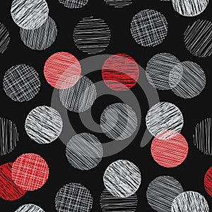 Seamless pattern with hatched circles