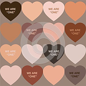 Seamless pattern of Heart symbol in all skin tone for black lives matter protest to stop violence to black people together with