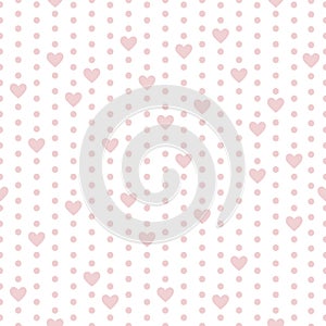 seamless pattern of hearts and dots in gentle color