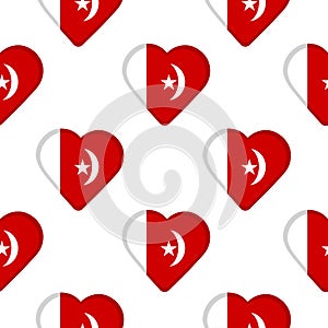 Seamless pattern from the hearts with the flag of Umm al-Quwain. photo