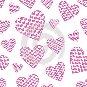 Seamless pattern hearts Valentines day vector illustration