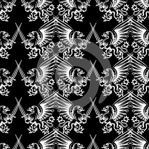 Seamless pattern heraldic gryphon photo