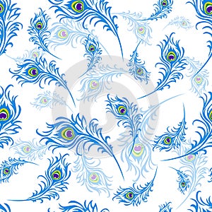 Seamless pattern for the holiday of Janmastami, peacock feathers