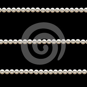 Seamless Pattern - Horizontal White pearl strings on black background