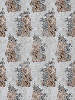 seamless pattern of horse faces with watercolor stains