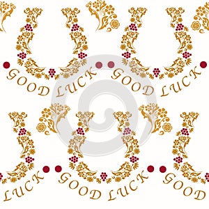 Seamless pattern with horseshoes for good luck