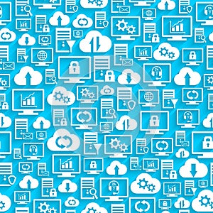 Seamless pattern with hosting cloud icons