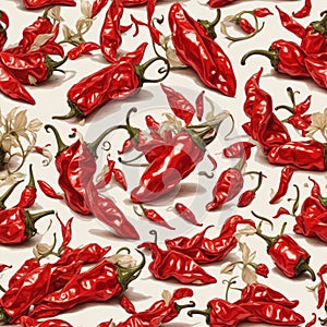 Seamless pattern of hot red chili peppers - Texture for packaging, fabric, wallpaper, clothing