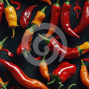 Seamless pattern of hot red chili peppers - Texture for packaging, fabric, wallpaper, clothing