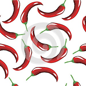 Seamless pattern of hot red pepper