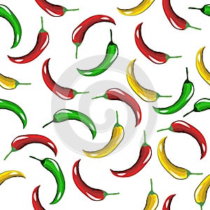 Seamless pattern of hot red pepper