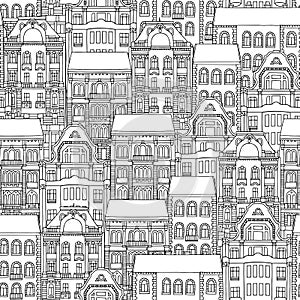 Seamless pattern of Hungarian houses