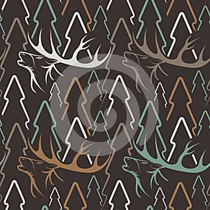 Seamless pattern for hunting theme.