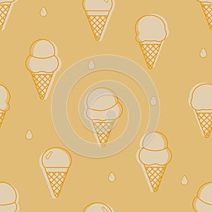 Seamless pattern of ice creams on monochromatic color background in flat style. ready to use for cloth, textile, wrap and other