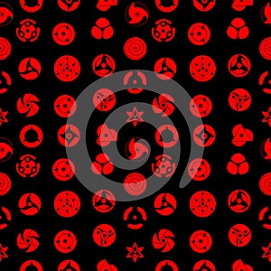 Seamless pattern with Icon Sharingan. Vector