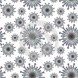 A seamless pattern. illustration - coronavirus molecule under magnification, square