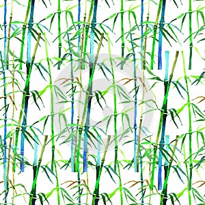 Seamless pattern illustration with bamboo thicket isolated