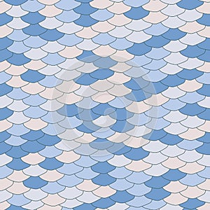 Seamless pattern. Imitation of scales of fish. Blue scales with grey lines. Marine background. Animal print