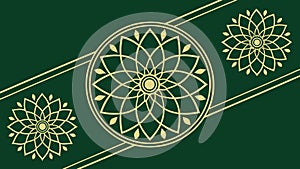 Seamless pattern of intricate golden mandala designs on green, vector design Generative AI