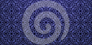 Seamless pattern islamic styles ornament dark blue damask wallpaper vintage background