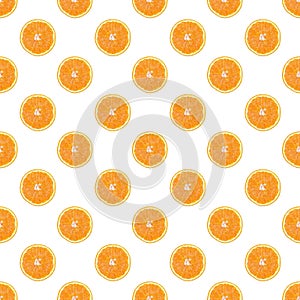 Seamless pattern of isolated slices of orange. Wallpaper for background, design and packaging