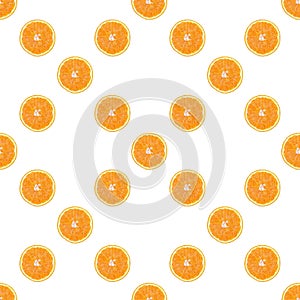 Seamless pattern of isolated slices of orange. Wallpaper for background, design and packaging