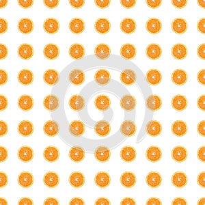 Seamless pattern of isolated slices of orange. Wallpaper for background, design and packaging