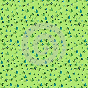 Seamless pattern with isometric trees