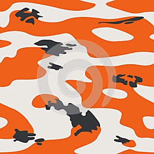 Seamless pattern of Japanese koi fish or carp in orange, white and blue. Abstract background.