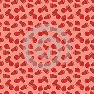 Seamless pattern of java apple or red guava on a pink background. The fruit of java