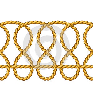 Seamless pattern with jute rope knots. Nautical, fishing and decorative nodes.