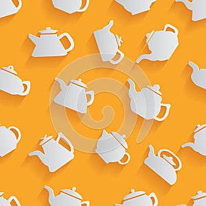 Seamless pattern of the kettle with a long shadow