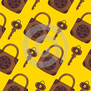 Seamless pattern with key vector. locks and keys background.