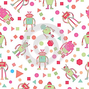 Seamless pattern for kids with robots