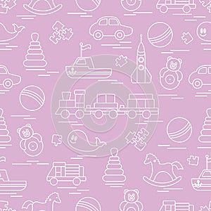 Seamless pattern with kids toys.