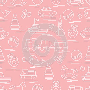 Seamless pattern with kids toys.